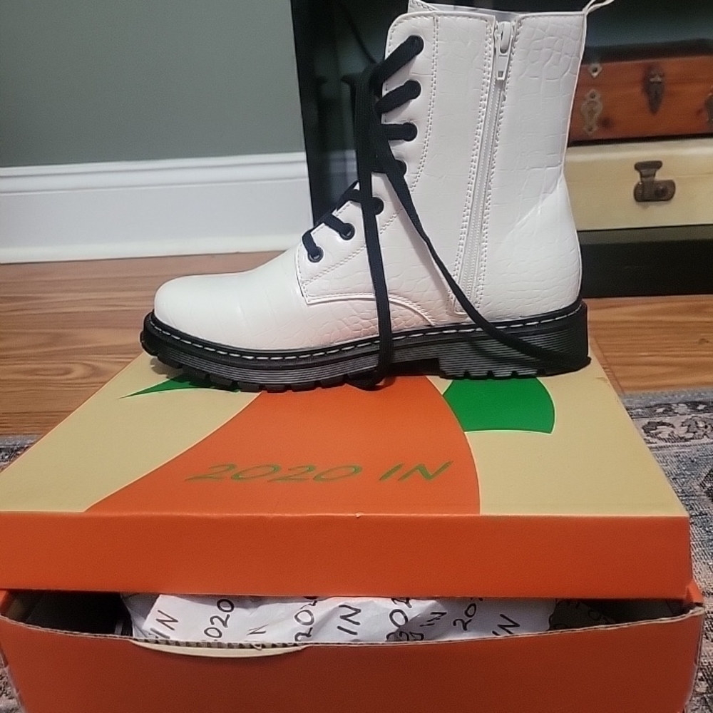 White Lace Up Boots